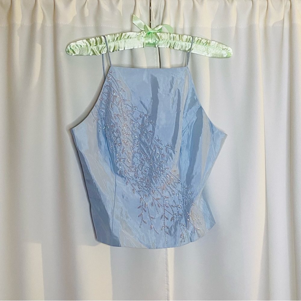 SOLD: Vintage Ice Blue Beaded Top